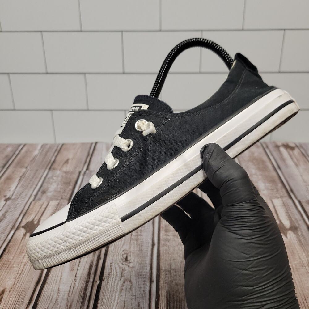 Converse Chuck Taylor All Star Low Black White Canvas Womens Size 8 - Picture 6 of 9